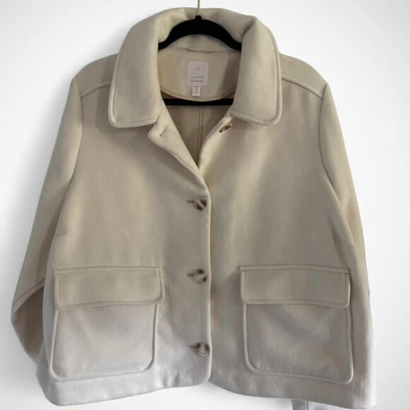 Lauren Conrad Wool-Blend Coat in Ivory – Women’s Plus 1X - Picture 2 of 7